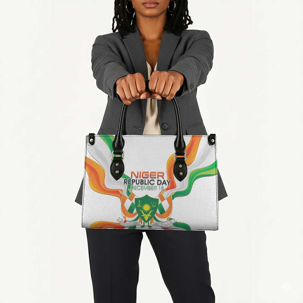 Niger Republic Day Leather Bag Coat Of Arms With Flag