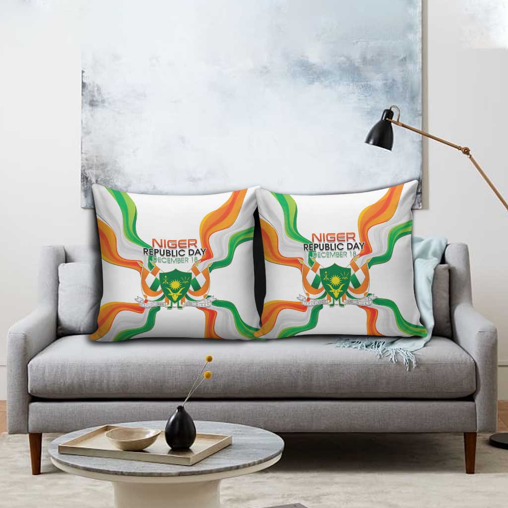 Niger Republic Day Pillow Cover Coat Of Arms With Flag