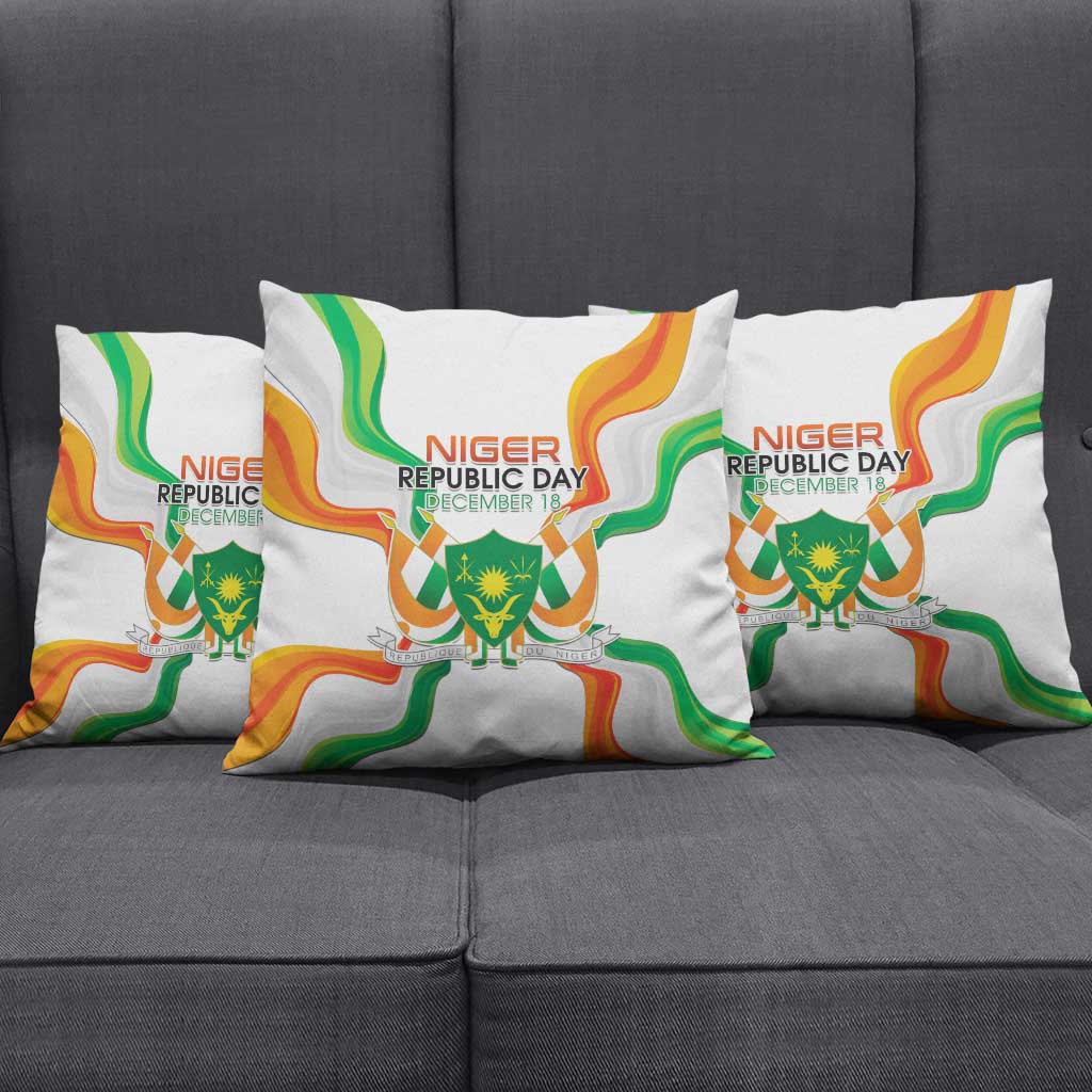 Niger Republic Day Pillow Cover Coat Of Arms With Flag