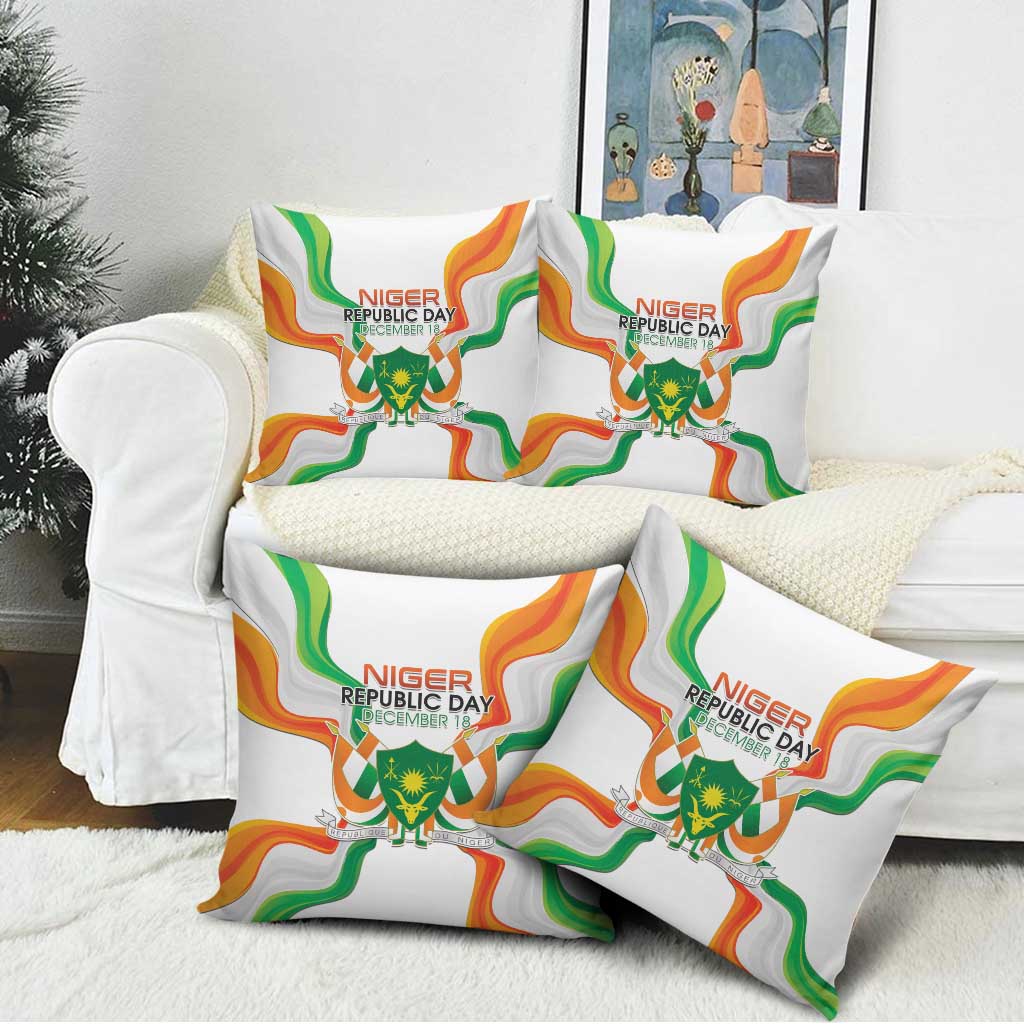 Niger Republic Day Pillow Cover Coat Of Arms With Flag