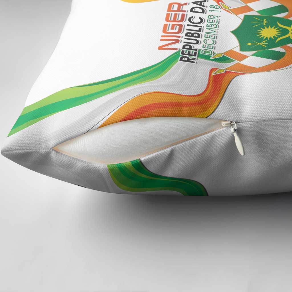 Niger Republic Day Pillow Cover Coat Of Arms With Flag