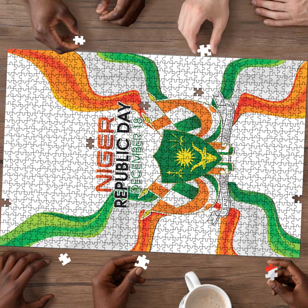Niger Republic Day Puzzle Coat Of Arms With Flag