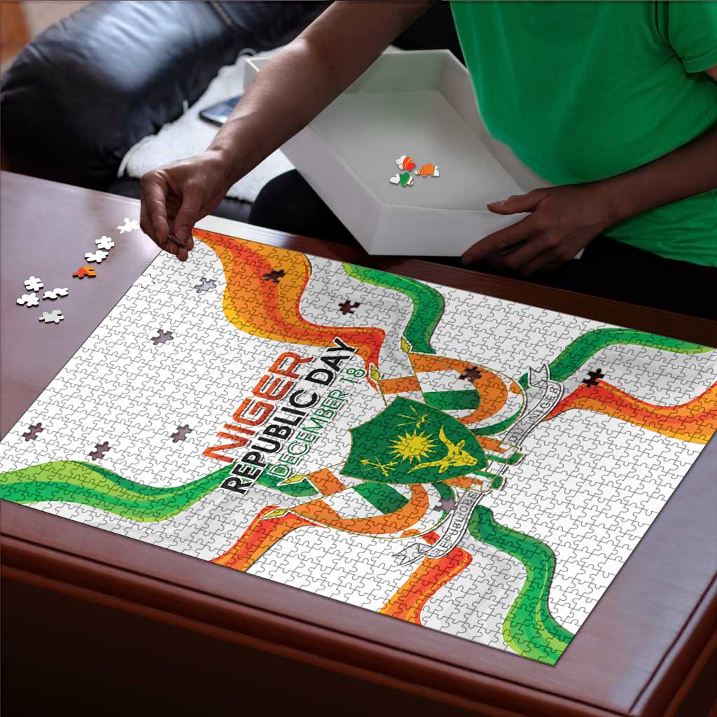 Niger Republic Day Puzzle Coat Of Arms With Flag