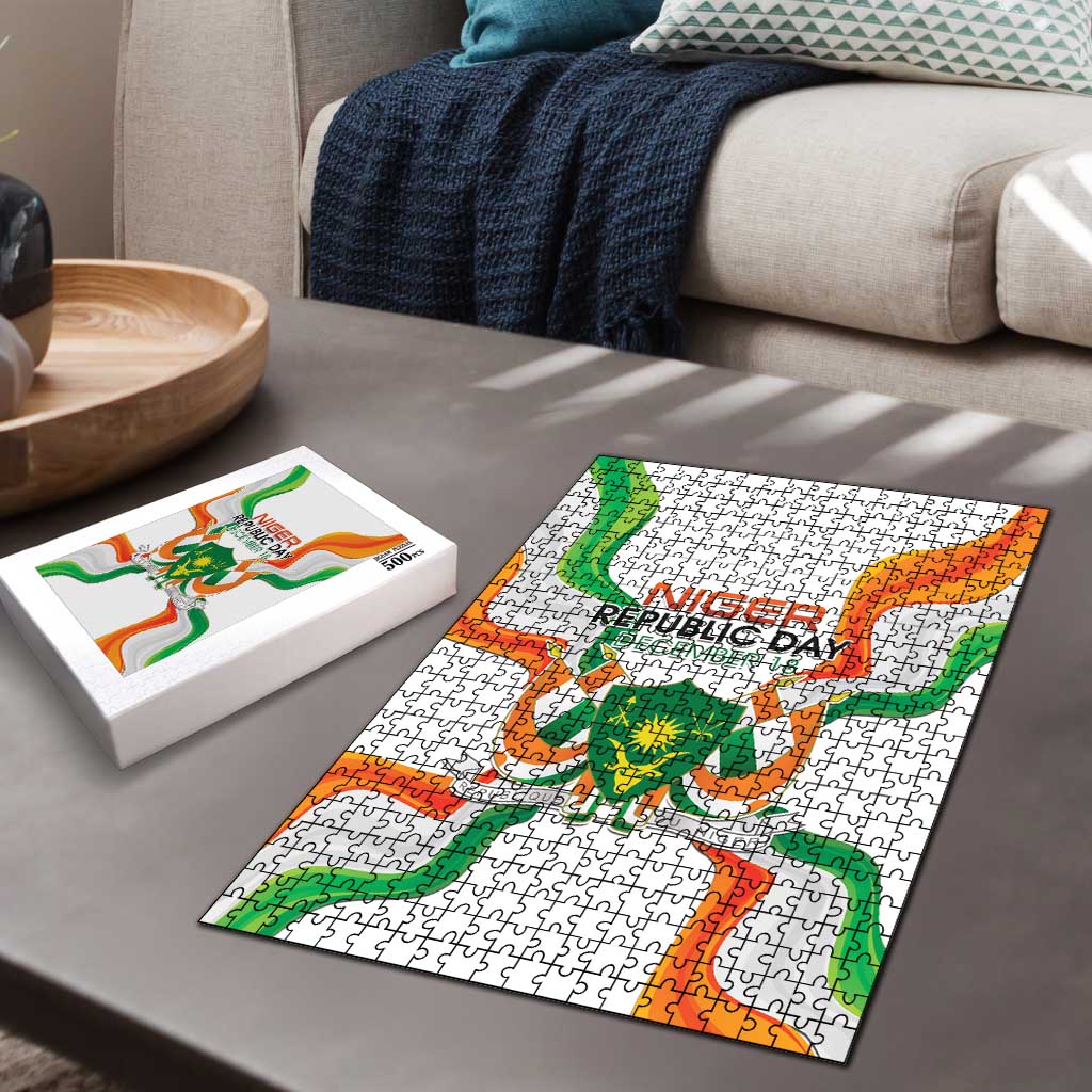 Niger Republic Day Puzzle Coat Of Arms With Flag