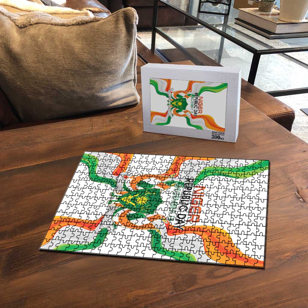 Niger Republic Day Puzzle Coat Of Arms With Flag
