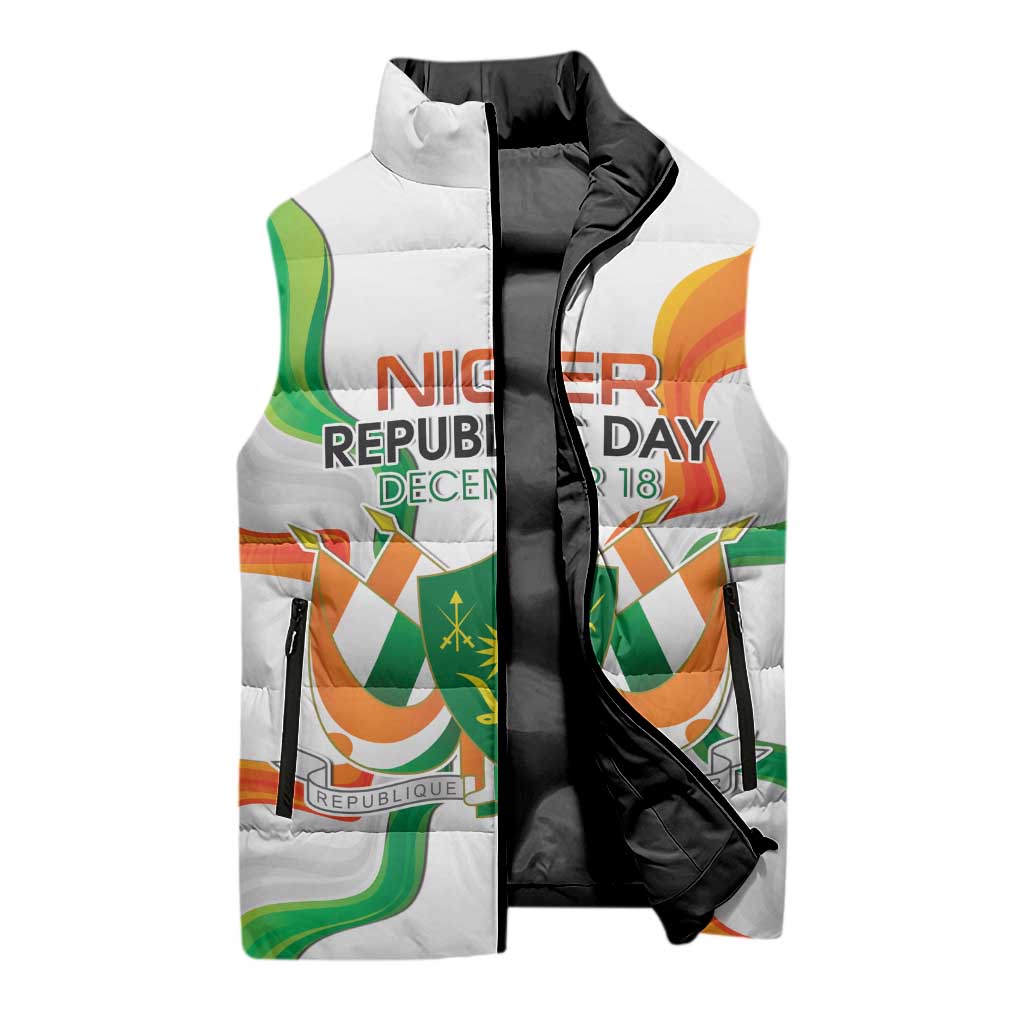 Personalized Niger Republic Day Sleeveless Puffer Jacket Coat Of Arms With Flag