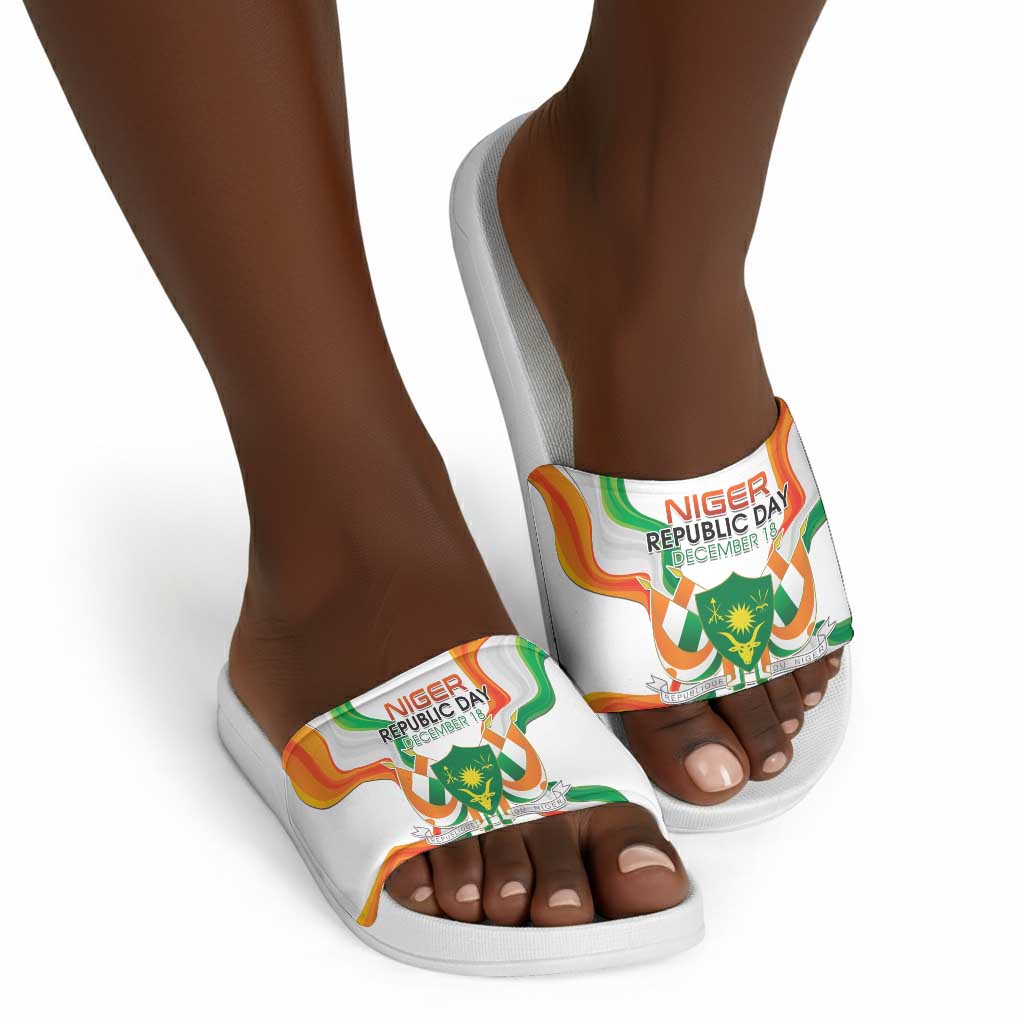 Niger Republic Day Slide Sandals Coat Of Arms With Flag