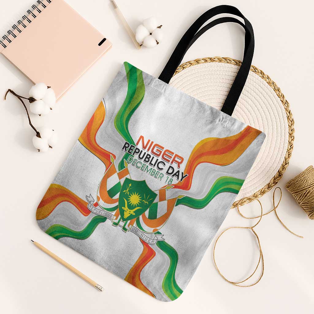 Niger Republic Day Tote Bag Coat Of Arms With Flag