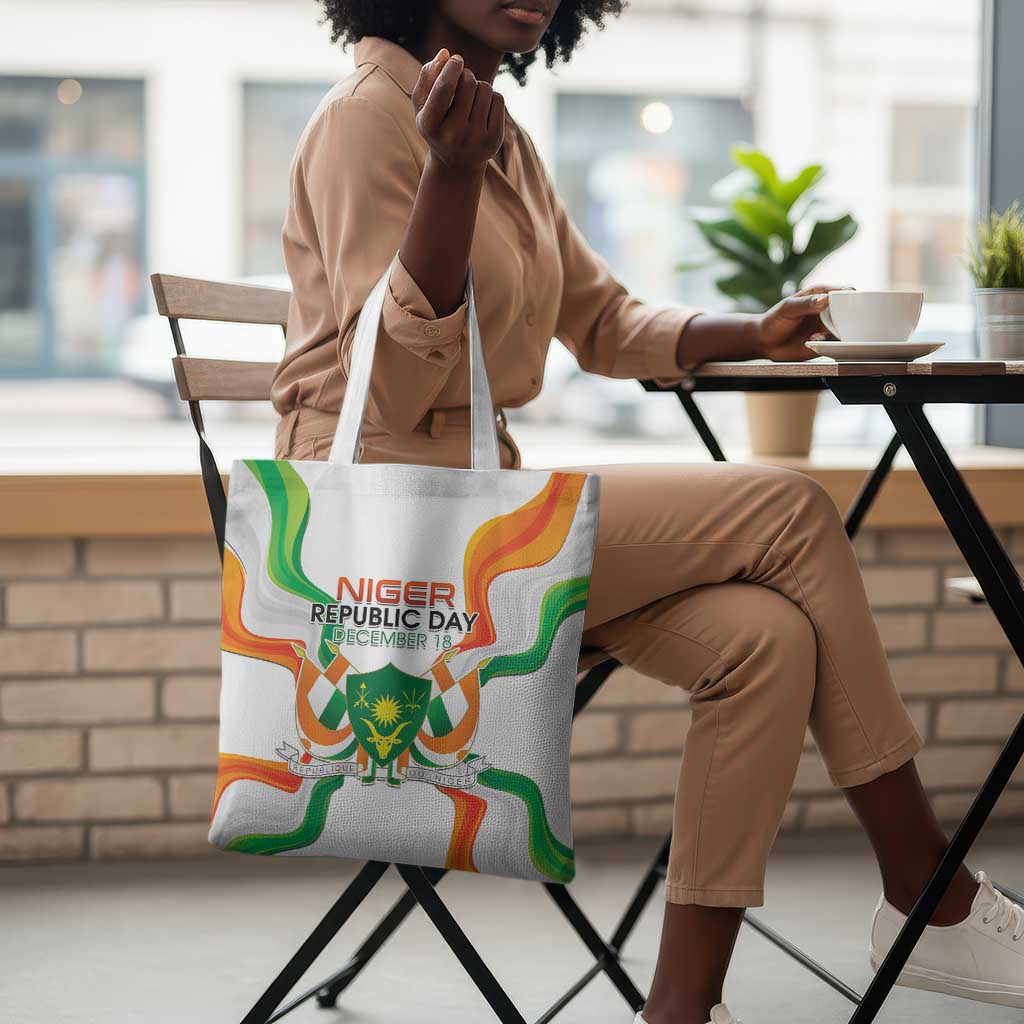 Niger Republic Day Tote Bag Coat Of Arms With Flag