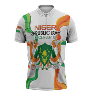 Personalized Niger Republic Day Zipper Polo Shirt Coat Of Arms With Flag