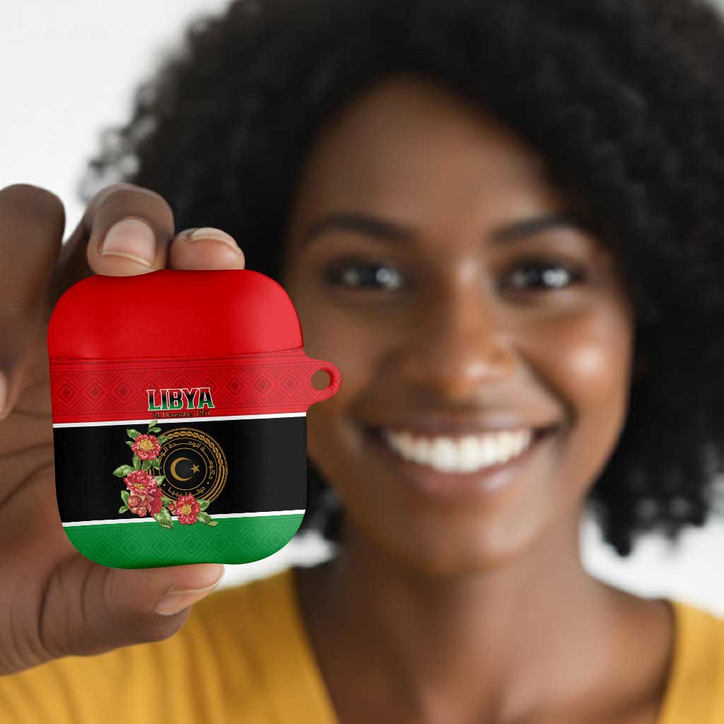 Libya Independence Day AirPods Case Pomegranate Blossom With Libyan Seal