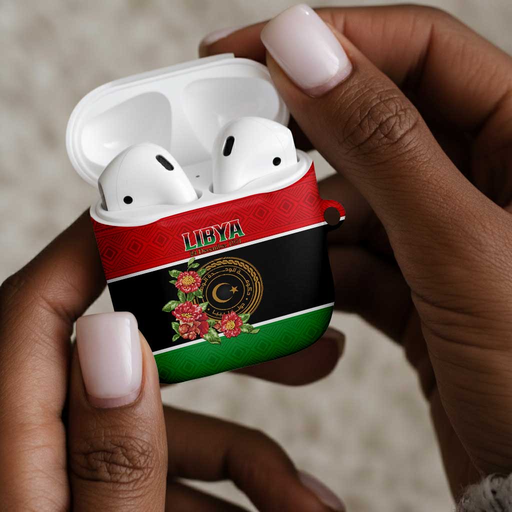 Libya Independence Day AirPods Case Pomegranate Blossom With Libyan Seal