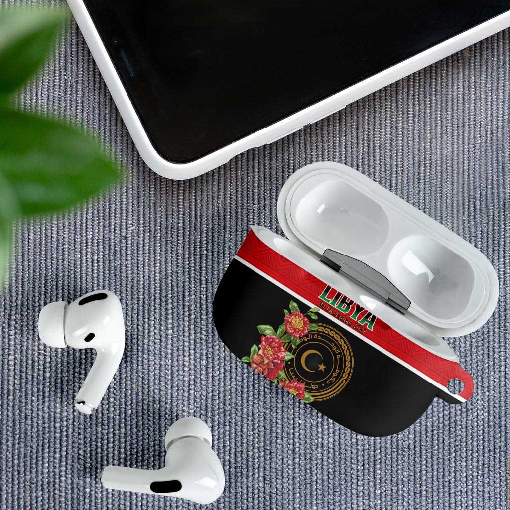 Libya Independence Day AirPods Case Pomegranate Blossom With Libyan Seal