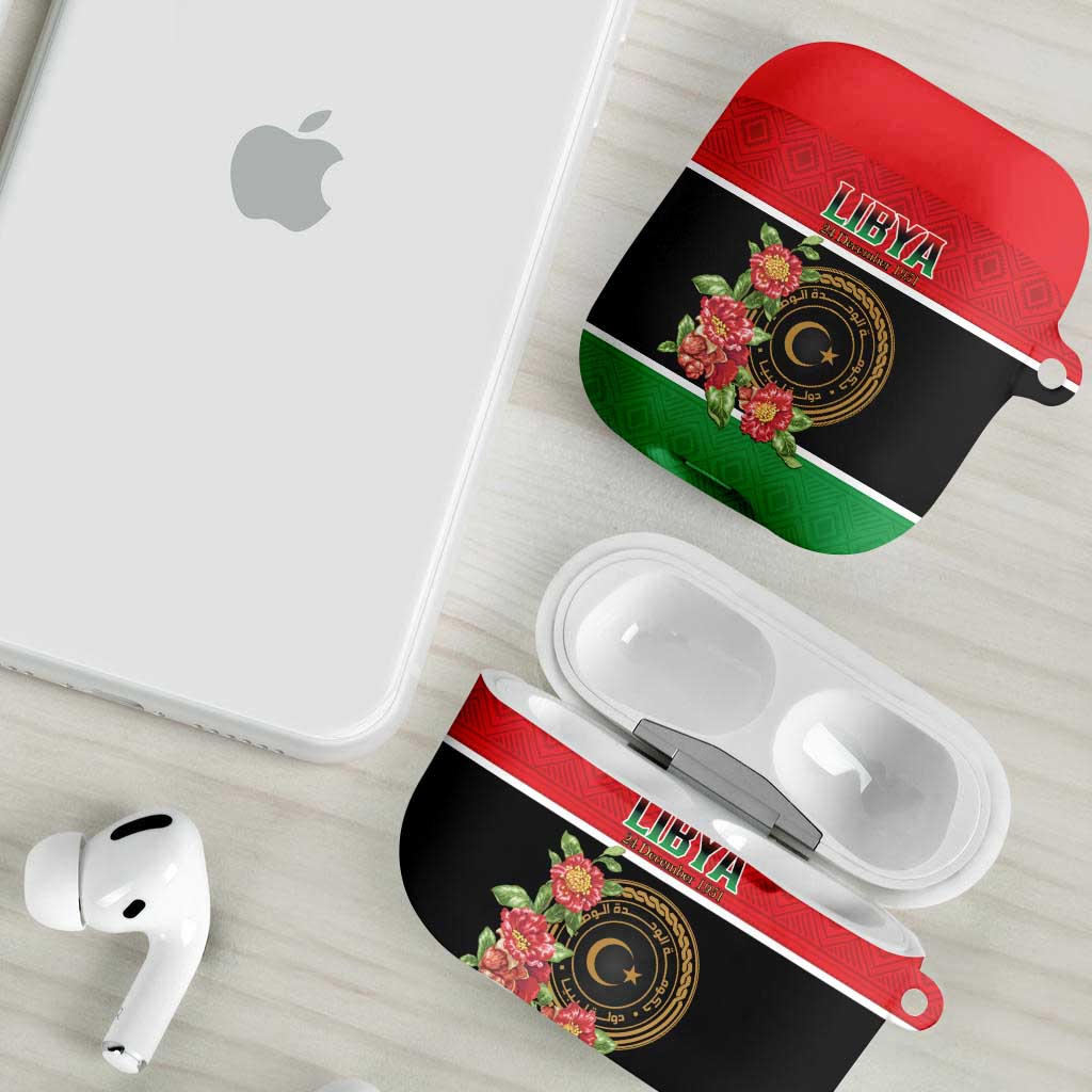 Libya Independence Day AirPods Case Pomegranate Blossom With Libyan Seal