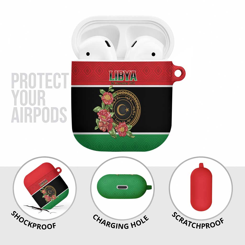 Libya Independence Day AirPods Case Pomegranate Blossom With Libyan Seal