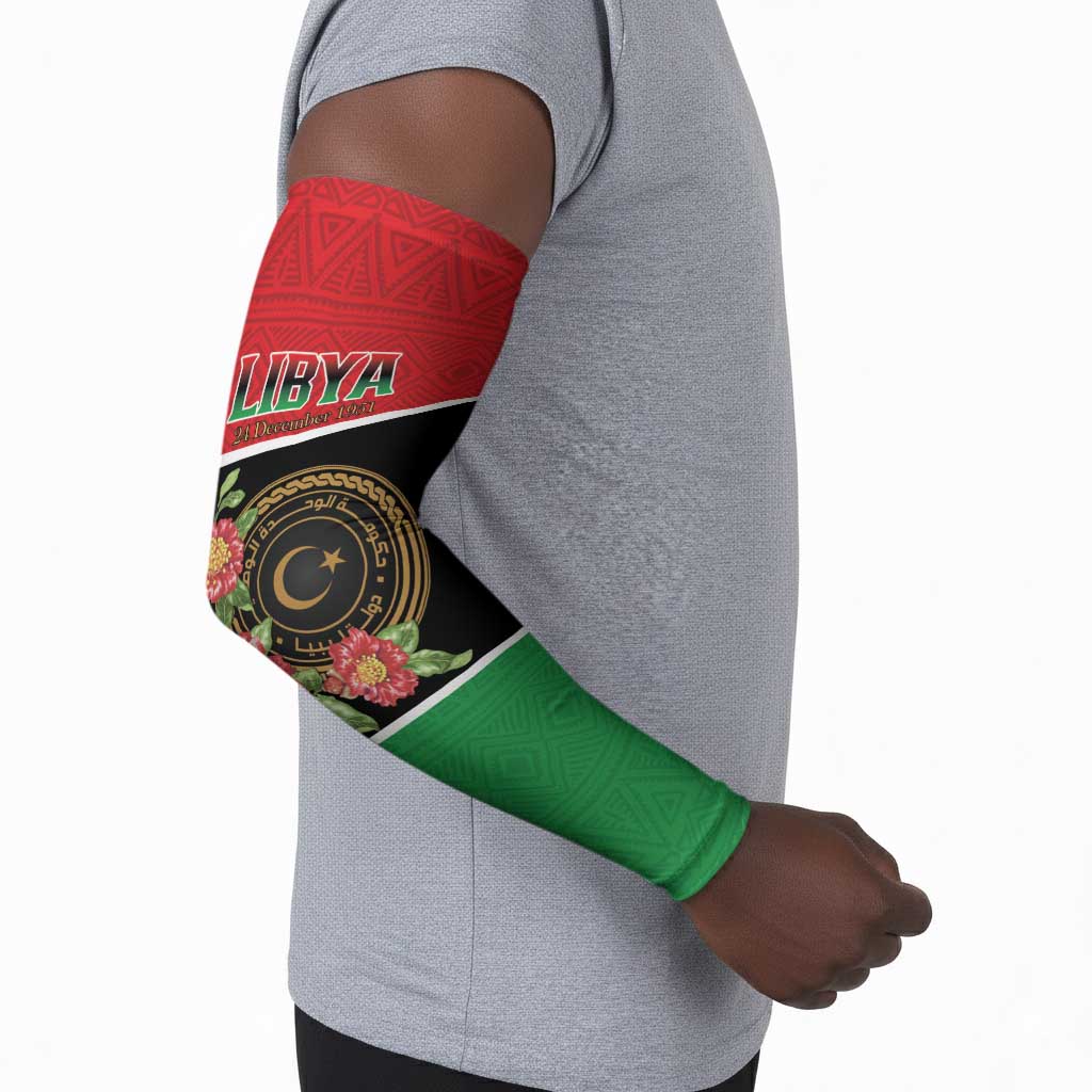 Personalized Libya Independence Day Arm Sleeves Pomegranate Blossom With Libyan Seal