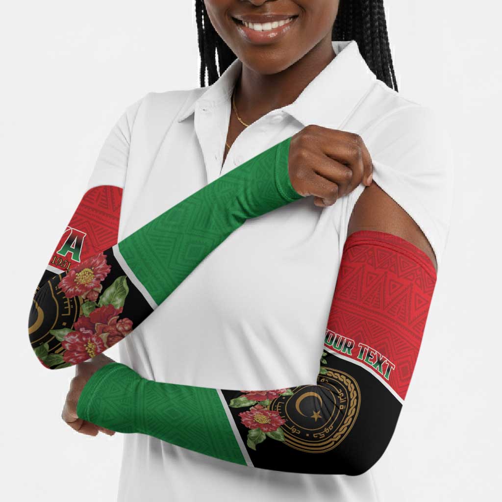 Personalized Libya Independence Day Arm Sleeves Pomegranate Blossom With Libyan Seal