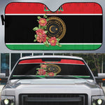 Libya Independence Day Auto Sun Shade Pomegranate Blossom With Libyan Seal