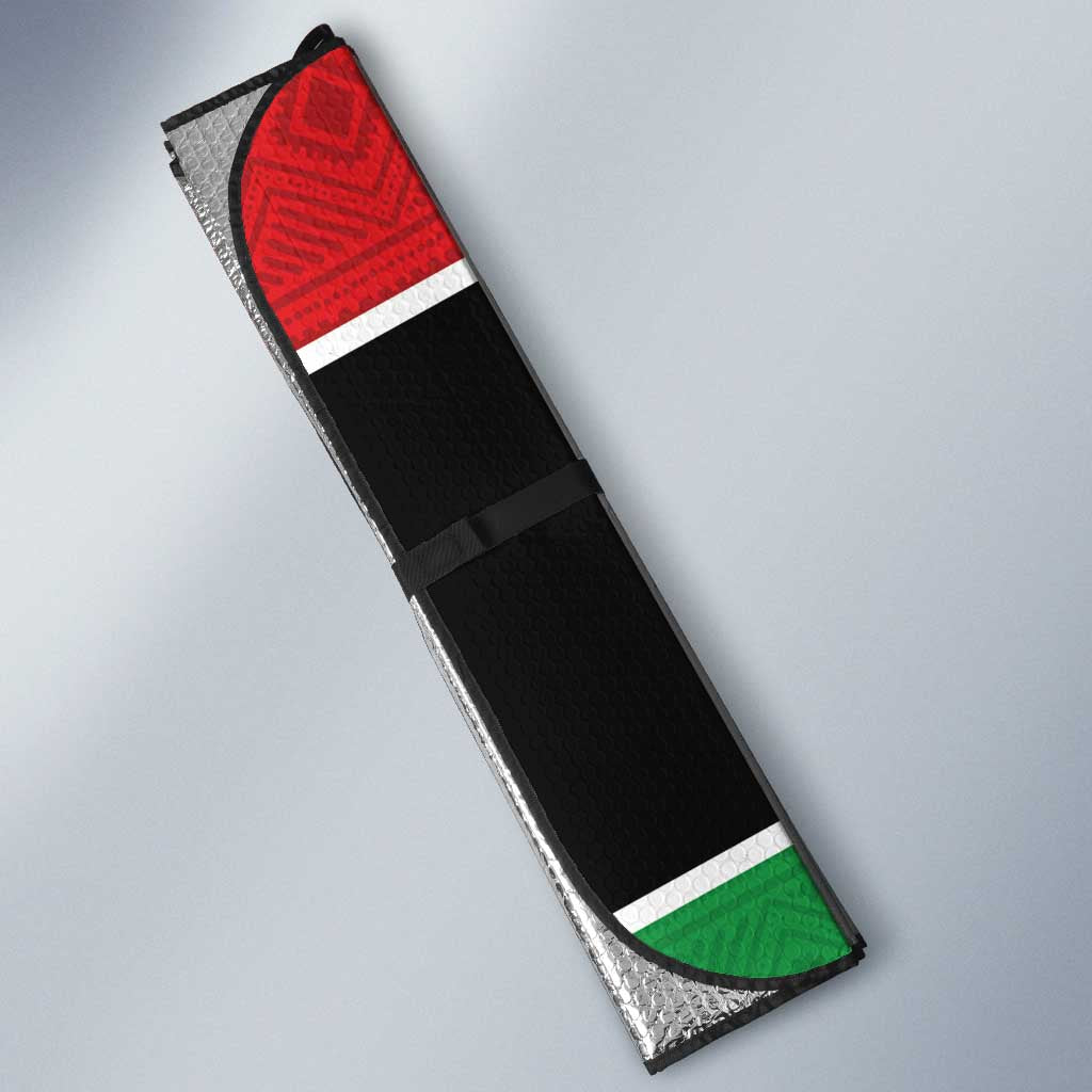 Libya Independence Day Auto Sun Shade Pomegranate Blossom With Libyan Seal