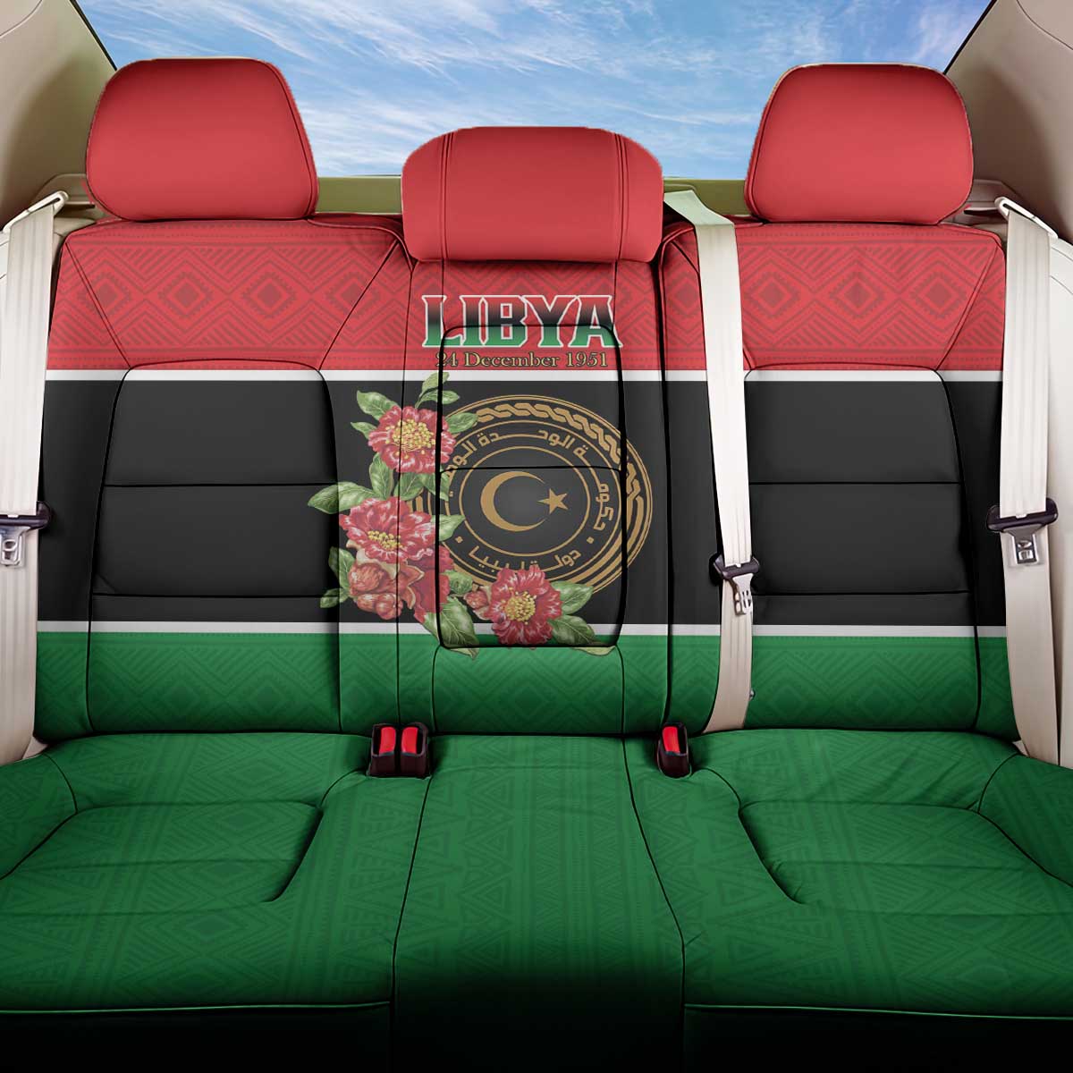 Happy Libya Back Car Seat Cover Independence Day - African Pride