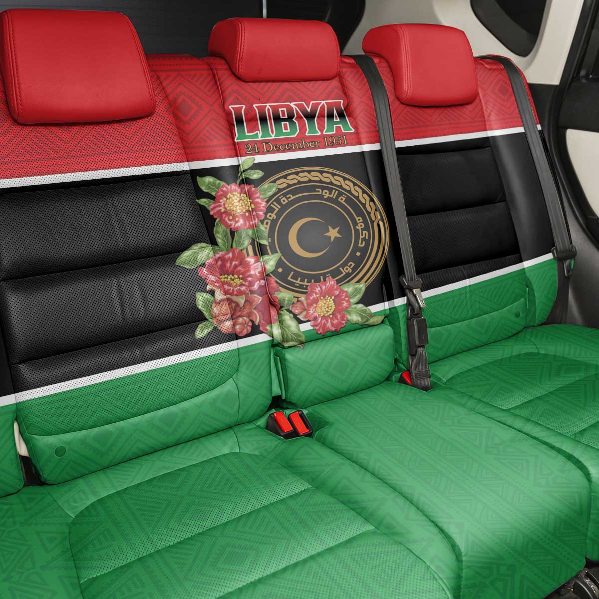 Happy Libya Back Car Seat Cover Independence Day - African Pride