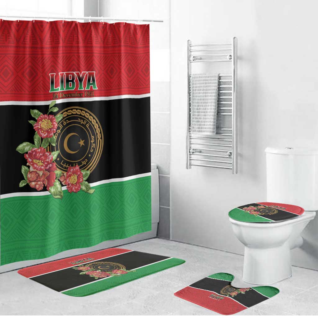Libya Independence Day Bathroom Set Pomegranate Blossom With Libyan Seal