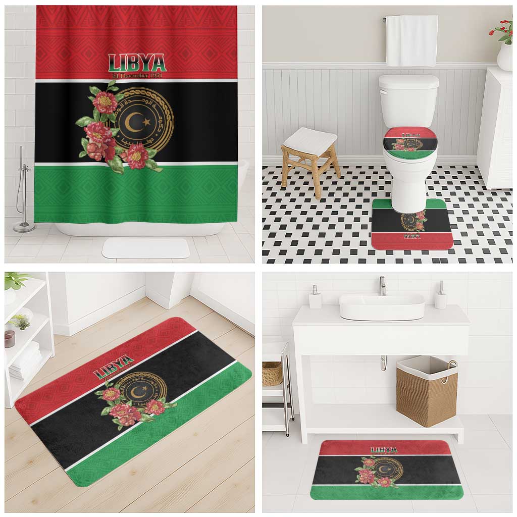 Libya Independence Day Bathroom Set Pomegranate Blossom With Libyan Seal