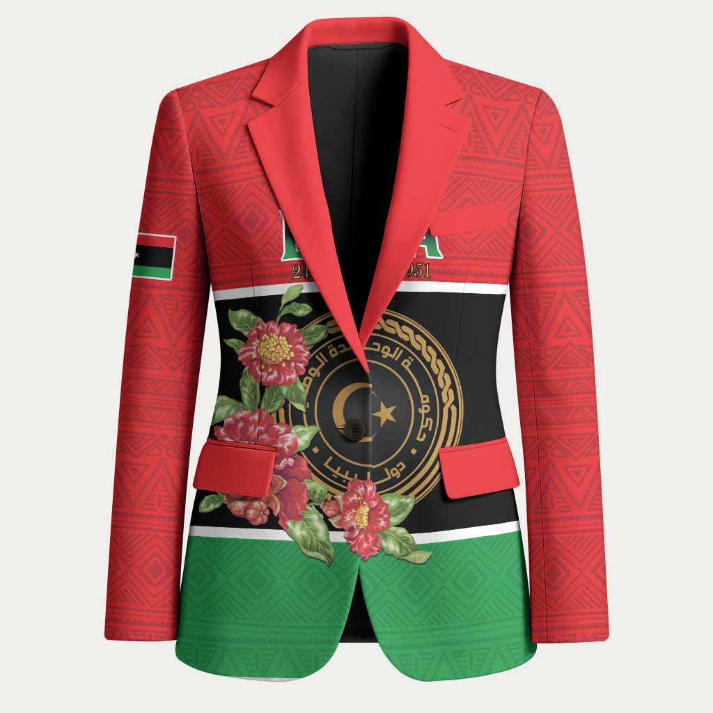 Personalized Libya Independence Day Blazer Pomegranate Blossom With Libyan Seal