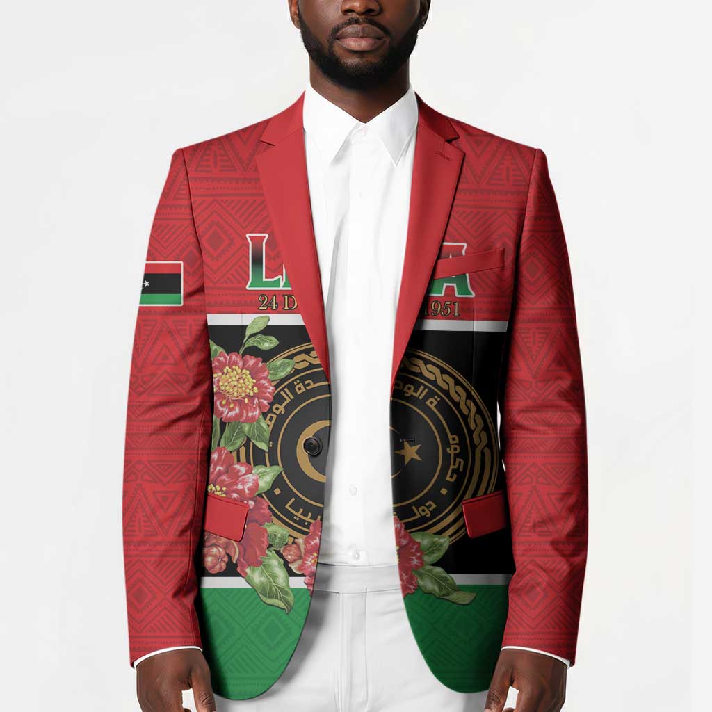 Personalized Libya Independence Day Blazer Pomegranate Blossom With Libyan Seal