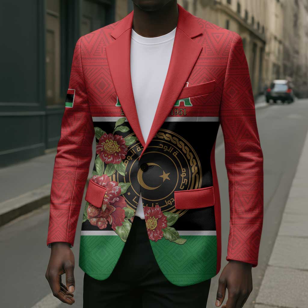 Personalized Libya Independence Day Blazer Pomegranate Blossom With Libyan Seal