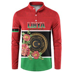 Personalized Libya Independence Day Button Sweatshirt Pomegranate Blossom With Libyan Seal