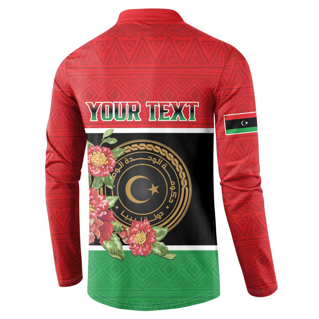 Personalized Libya Independence Day Button Sweatshirt Pomegranate Blossom With Libyan Seal