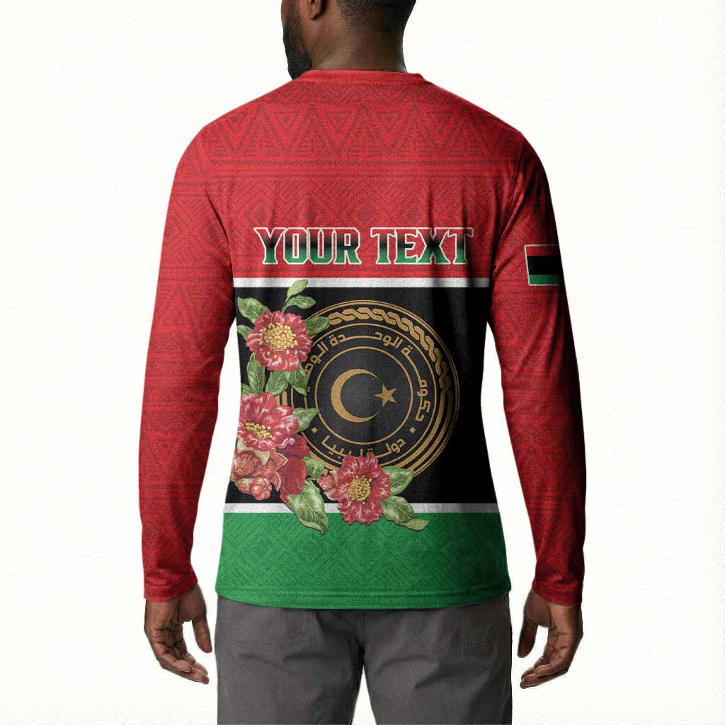 Personalized Libya Independence Day Button Sweatshirt Pomegranate Blossom With Libyan Seal