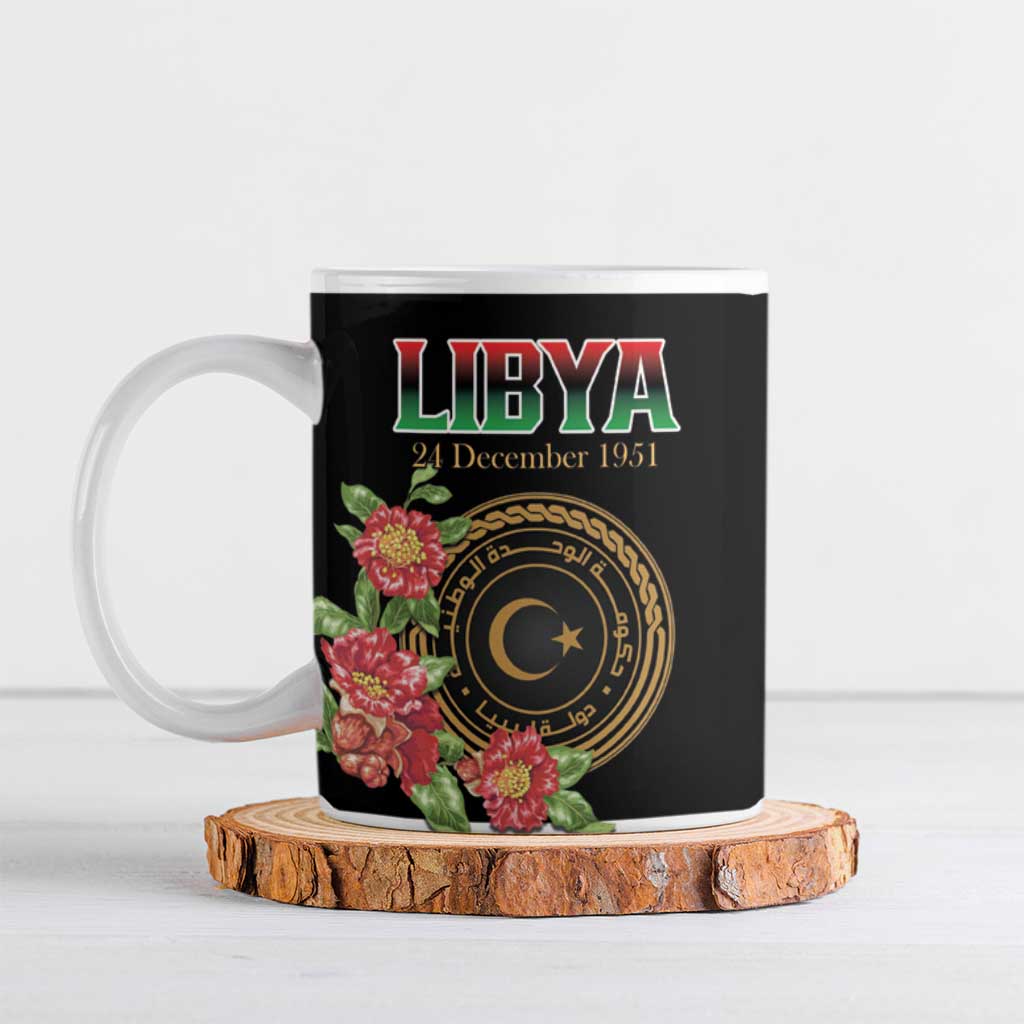 Personalized Libya Independence Day Ceramic Mug Pomegranate Blossom With Libyan Seal
