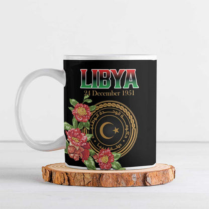 Personalized Libya Independence Day Ceramic Mug Pomegranate Blossom With Libyan Seal