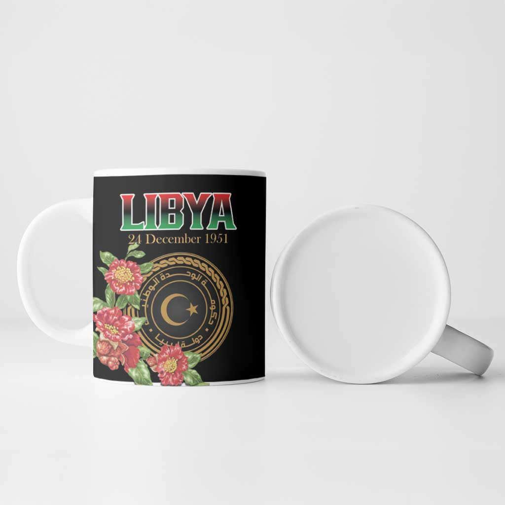 Personalized Libya Independence Day Ceramic Mug Pomegranate Blossom With Libyan Seal