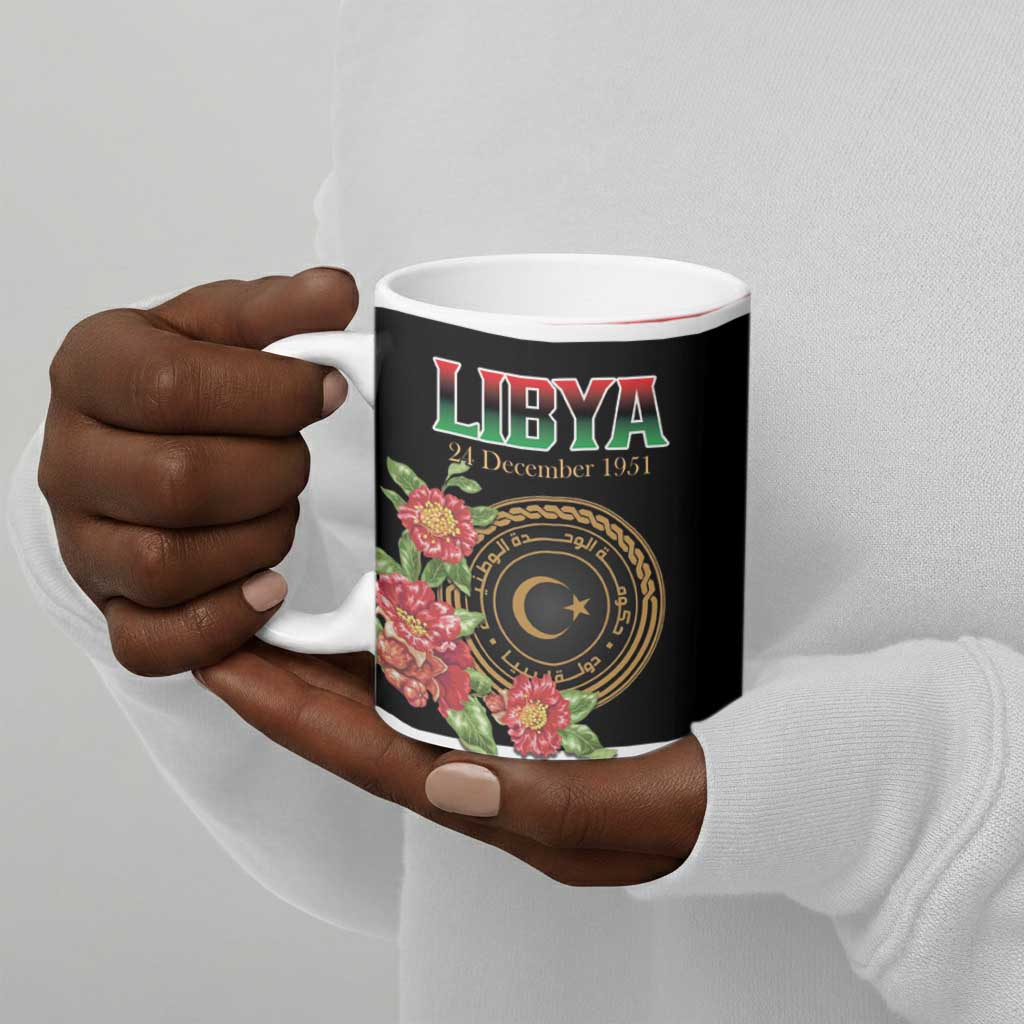 Personalized Libya Independence Day Ceramic Mug Pomegranate Blossom With Libyan Seal