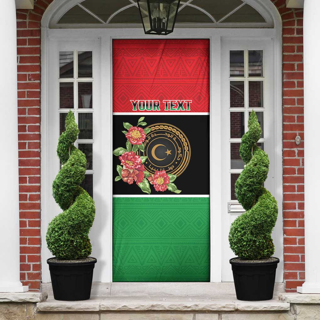 Personalized Libya Independence Day Door Cover Pomegranate Blossom With Libyan Seal