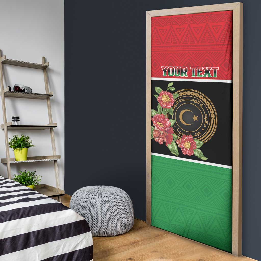 Personalized Libya Independence Day Door Cover Pomegranate Blossom With Libyan Seal