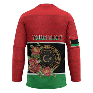 Personalized Libya Independence Day Hockey Jersey Pomegranate Blossom With Libyan Seal