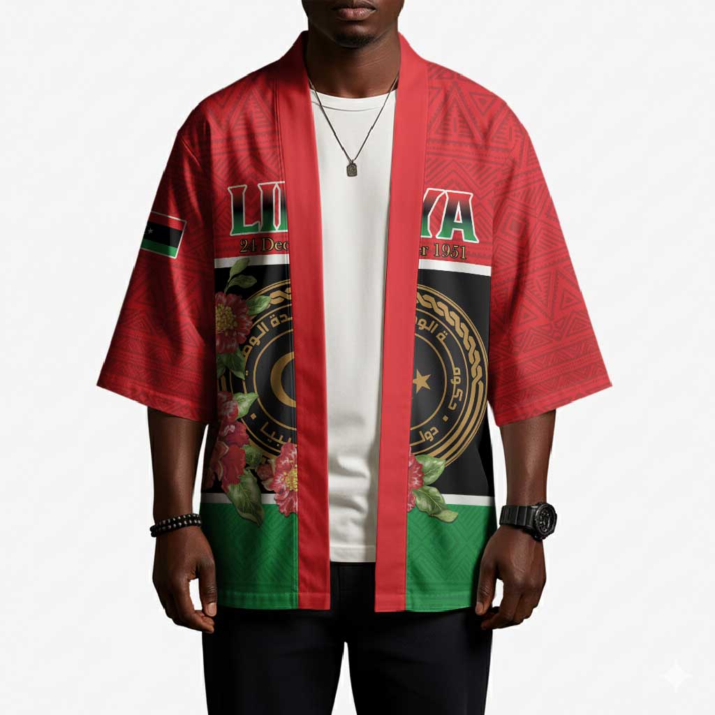 Personalized Libya Independence Day Kimono Pomegranate Blossom With Libyan Seal