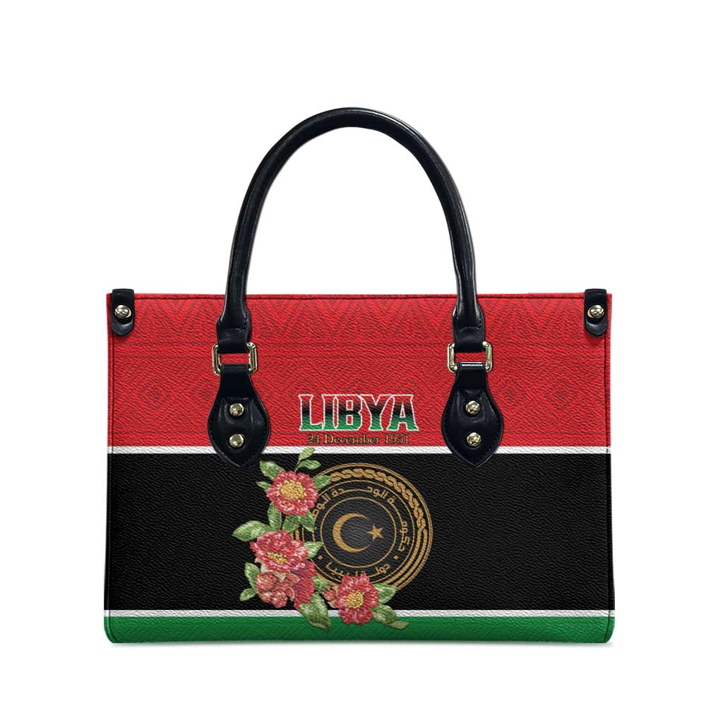 Libya Independence Day Leather Bag Pomegranate Blossom With Libyan Seal