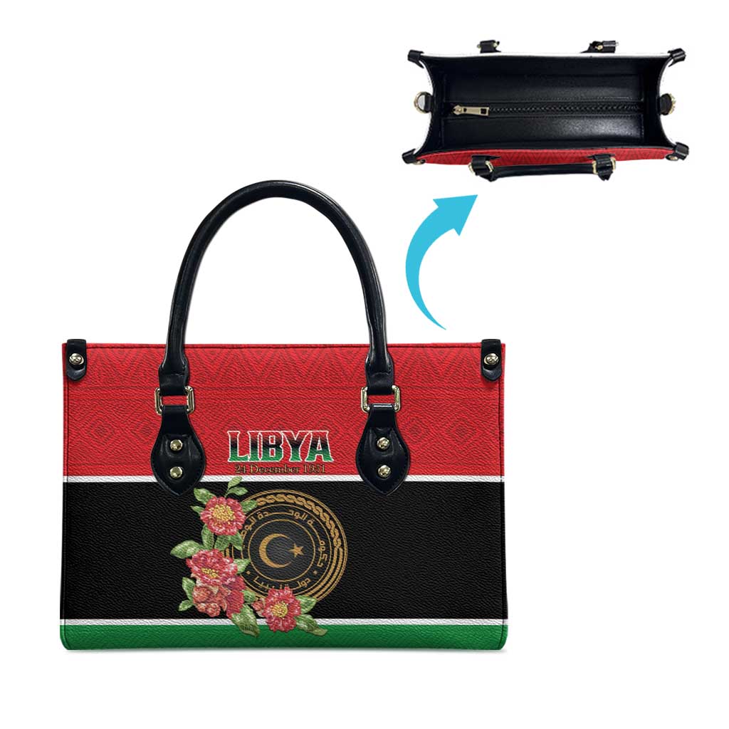 Libya Independence Day Leather Bag Pomegranate Blossom With Libyan Seal