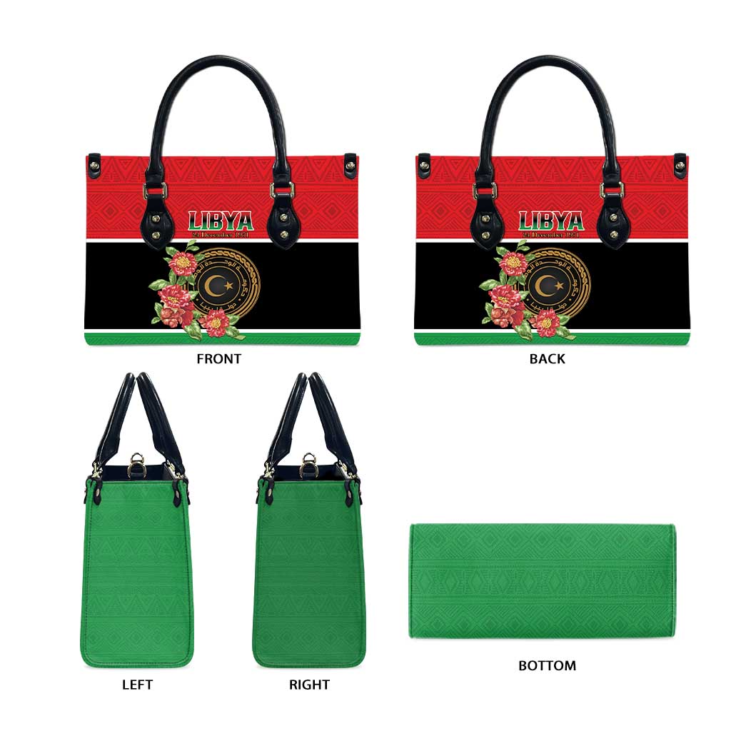 Libya Independence Day Leather Bag Pomegranate Blossom With Libyan Seal
