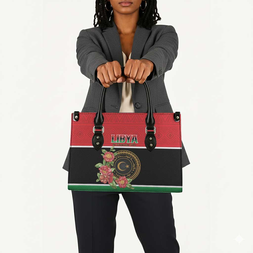 Libya Independence Day Leather Bag Pomegranate Blossom With Libyan Seal