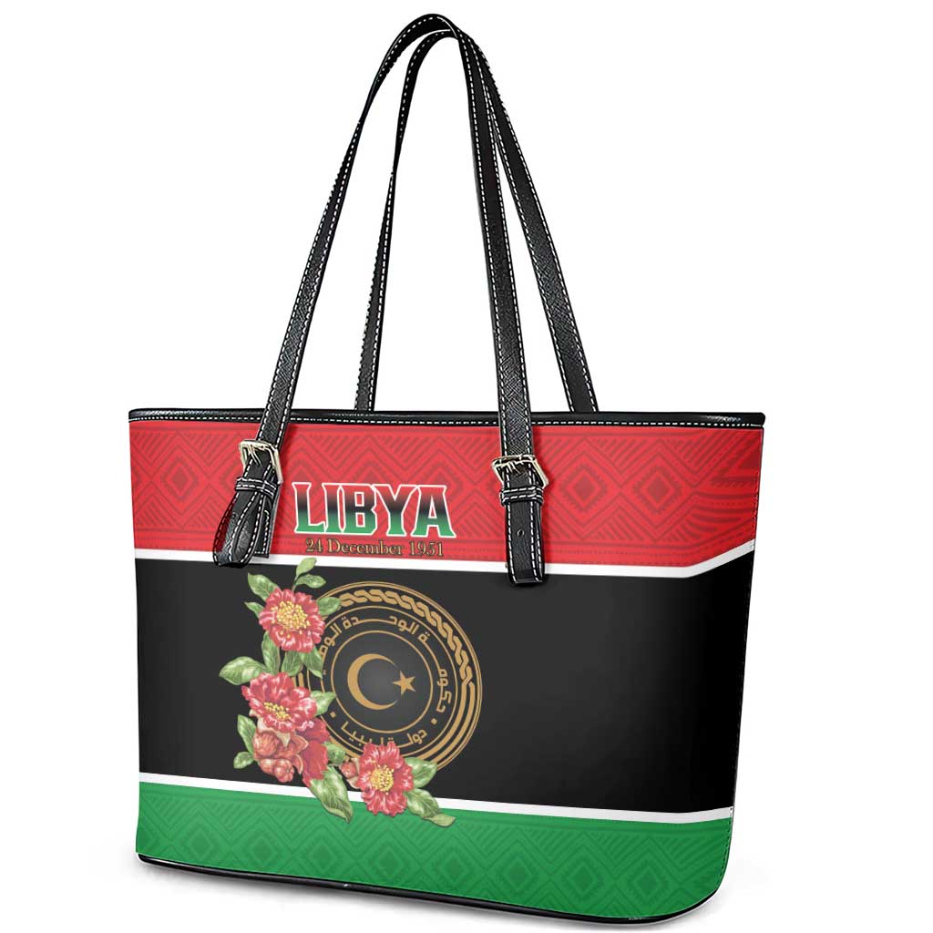 Happy Libya Leather Tote Bag Independence Day - African Pride