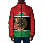 Personalized Libya Independence Day Padded Jacket Pomegranate Blossom With Libyan Seal