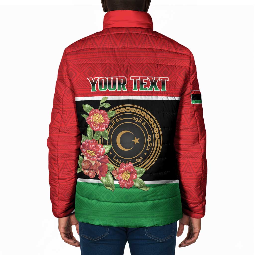 Personalized Libya Independence Day Padded Jacket Pomegranate Blossom With Libyan Seal