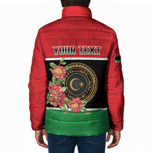 Personalized Libya Independence Day Padded Jacket Pomegranate Blossom With Libyan Seal