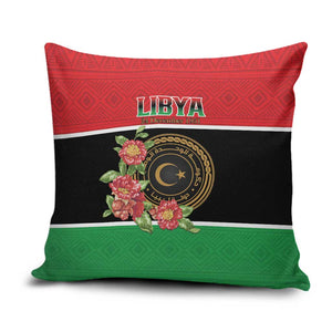 Libya Independence Day Pillow Cover Pomegranate Blossom With Libyan Seal